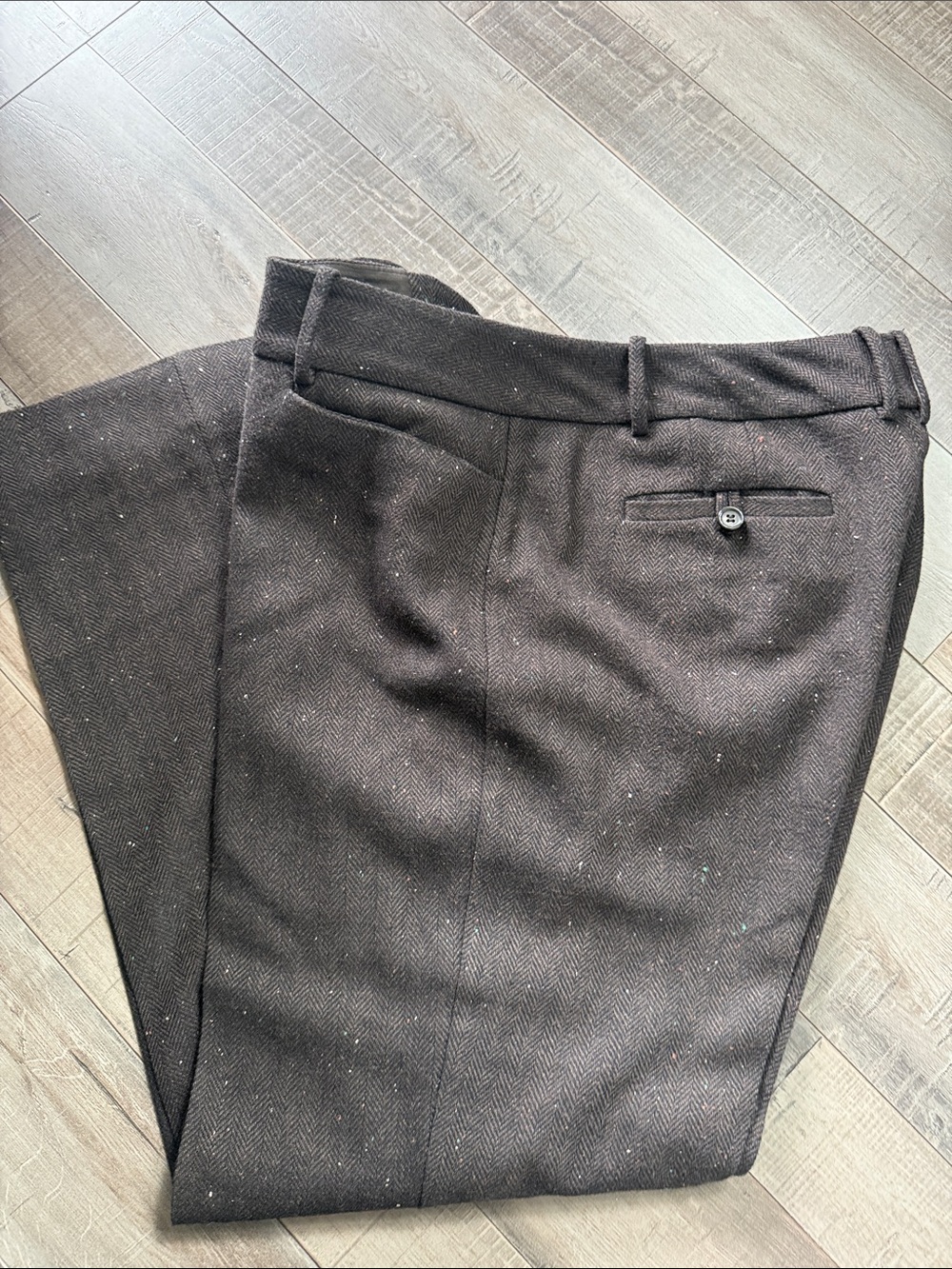 The Limited Women's Chocolate Brown Herringbone Trousers